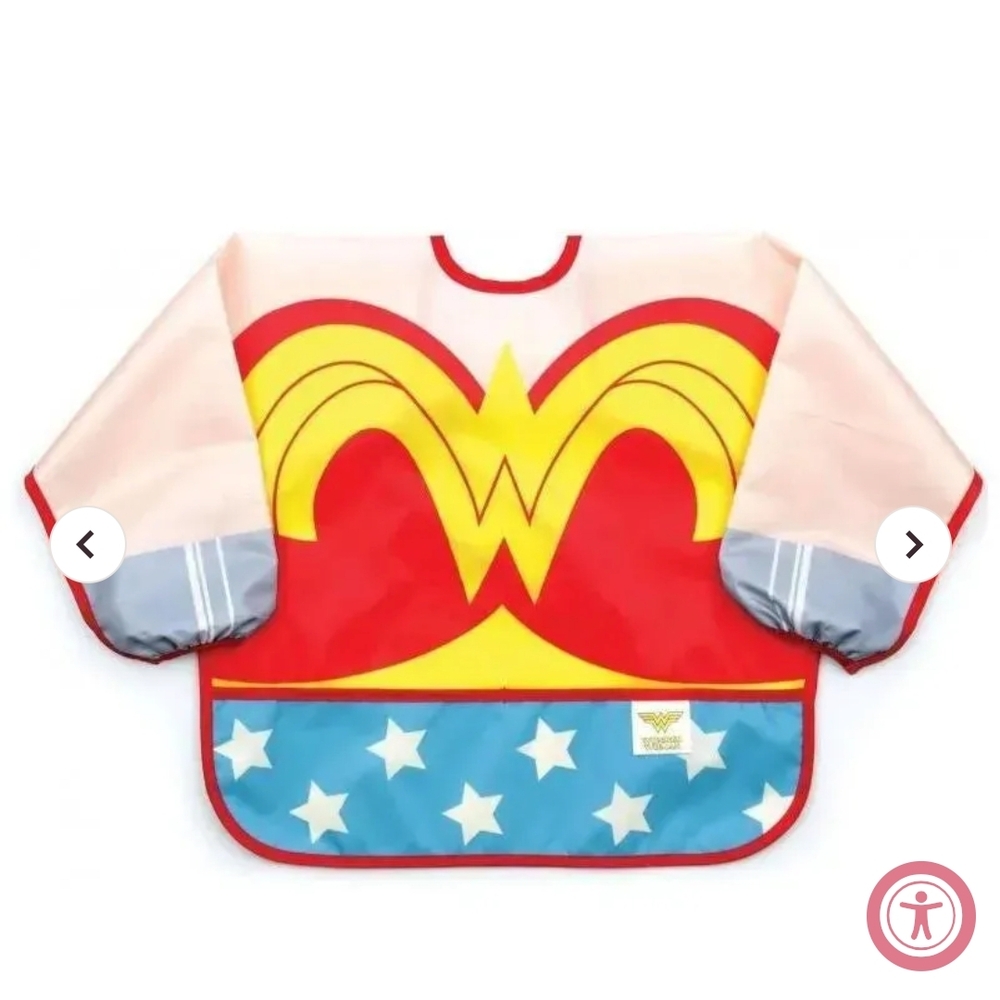Wonderwoman Kids Art Smock Food Bib Activity Stay Clean Tied Coverup